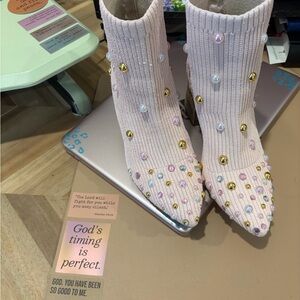 Steven By Steve Madden Pink Ankle Boots with Multicolor Embellishments